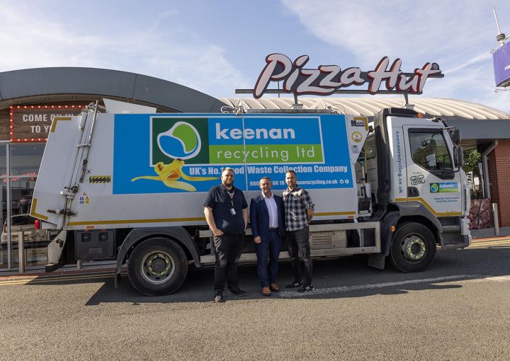 Pizza Hut restaurant -Keenan Recycling food waste truck with Grant Keenan1