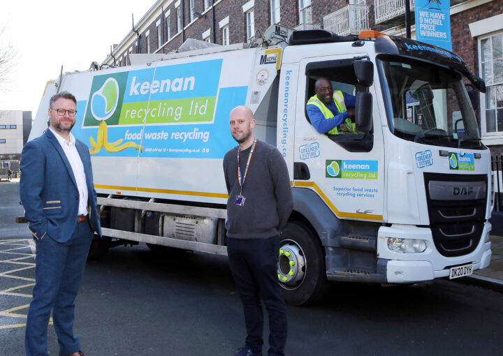 Gary Mills and Mark Coleman from Keenan Recycling with Sam Hay from The University of Liverpool