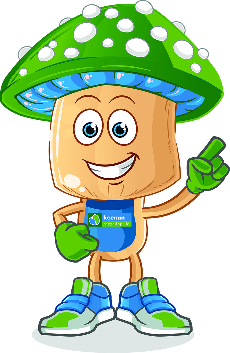 Mushy the Mushroom - Keenan Recycling's mascot